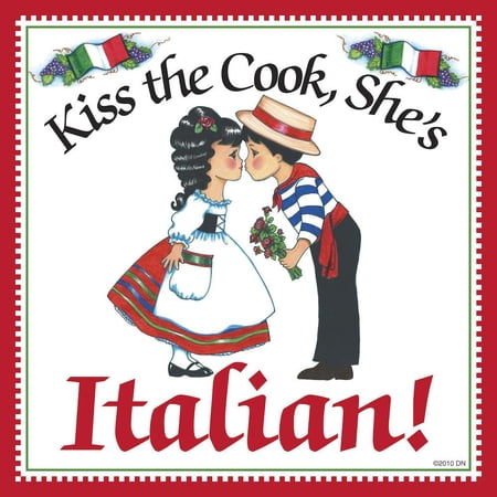 I-Tal "Kiss Italian Cook" Italian Gift Tile Ceramic
