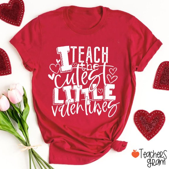 I Teach The Cutest Little Valentines Teacher T-Shirt, Vintage T-Shirt - All Sizes S-5Xl, Gategoo