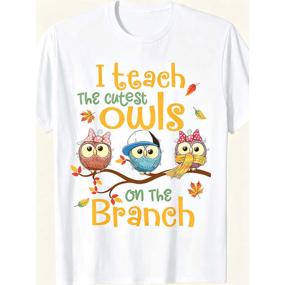 I Teach The Cutest Owls On The Branch Fall Teacher Owl Graphic T-Shirt