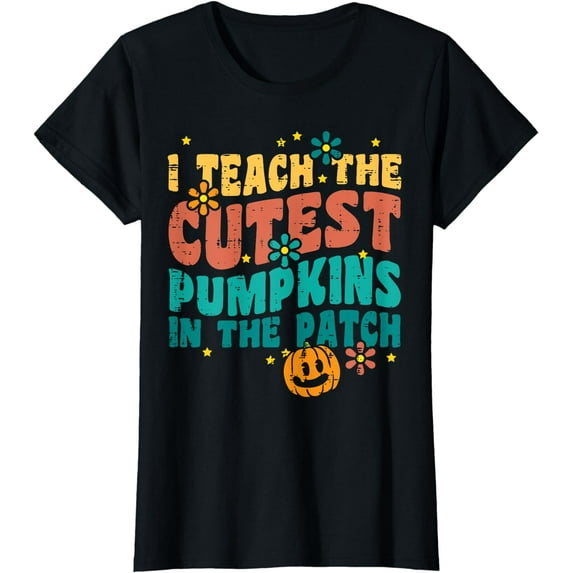 I Teach The Cutest Pumpkins Retro Vintage Halloween Teacher T-Shirt