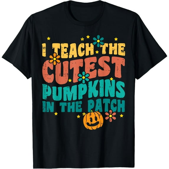 I Teach The Cutest Pumpkins Retro Vintage Halloween Teacher T-Shirt