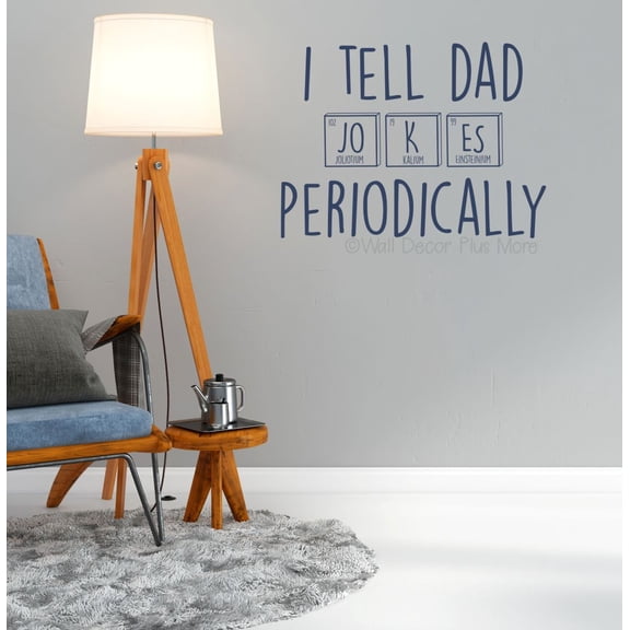 I Tell Dad Jokes Periodically Wall Decals for Man Cave - Guys Basement Garage Vinyl Wall Art - Best Dad Wall Decor - Gifts for Dad Quote Decals for Walls - Adhesive Lettering, 23x17-Inch, DeepBlue