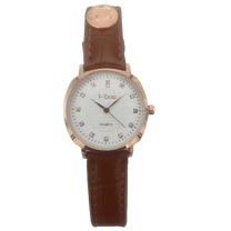 I-Tem Innovation by Temi Women's 17 mm Leather Stainless Steel Corporate Wristwatch, Brown