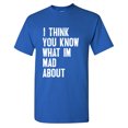 thumbnail image 1 of I Think You Know What I'm Mad About Sarcastic Humor Graphic Tees Gift For Mens Novelty Funny T Shirt, 1 of 5