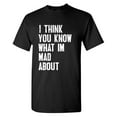 thumbnail image 1 of I Think You Know What I'm Mad About Sarcastic Humor Graphic Tees Gift For Mens Novelty Funny T Shirt, 1 of 5
