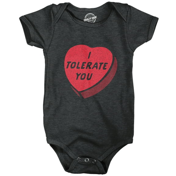 I Tolerate You Baby Bodysuit Funny Valentines Day Candy Heart Graphic Jumper