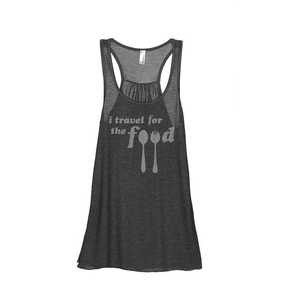 I Travel For The Food Women's Fashion Sleeveless Flowy Racerback Workout Yoga Tank Top Charcoal Grey X-Large