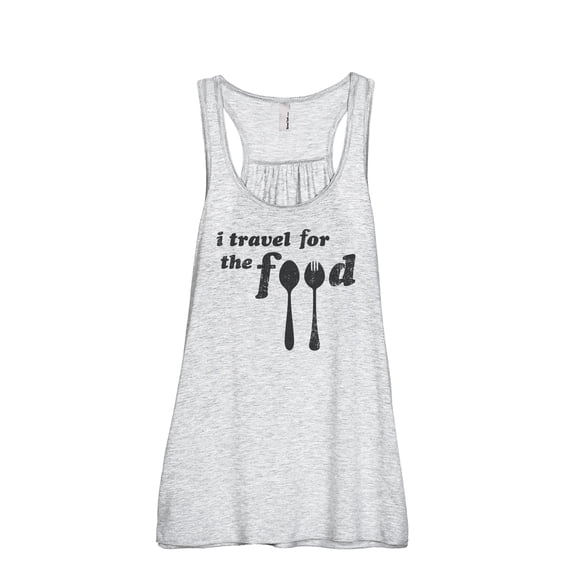 I Travel For The Food Women's Fashion Sleeveless Flowy Racerback Workout Yoga Tank Top Sport Grey Large