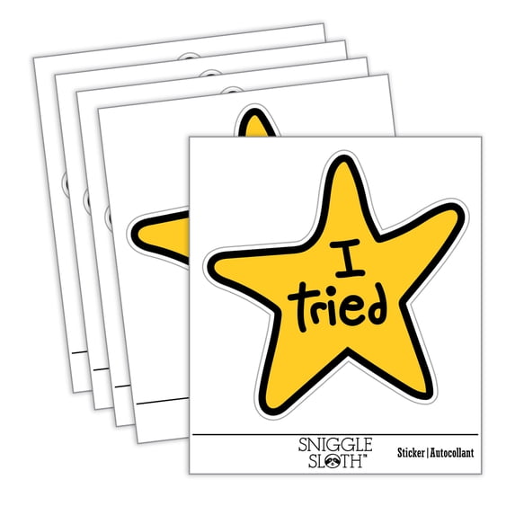 I Tried Fail Star Car Window Bumper Water Bottle Phone Tablet Laptop Waterproof Vinyl Decal Sticker Set 5-Pack - Gloss Finish - 3.0"