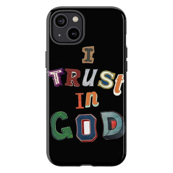 I Trust in God Phone Case, Colorful Inspirational Typography iPhone Cover, Faith Based Motivational Protective Case for iPhone 16 15 14 13 12 11 Pro Plus Mini