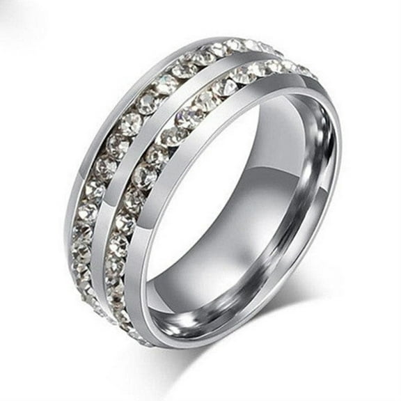 I Trust You Ring Double Row Channel Set Cz Stones In Titanium Steel