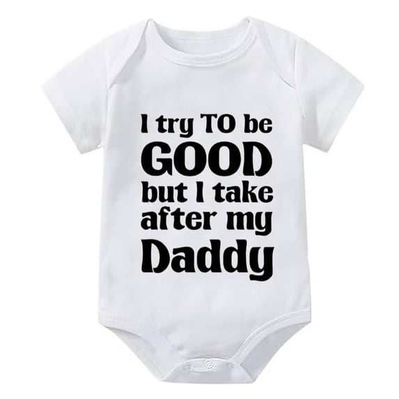 I Try Be Good But I Take After My Daddy Take Home Outfit Short Sleeve Baby Girl Going Home Outfit Newborn White 0-3 Month Bab