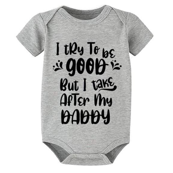 I Try To Be Good But Take After My Daddy Newborn Home from Hospital Outfit Girl Short Sleeve Unisex Romper White 0-3 Month Ou