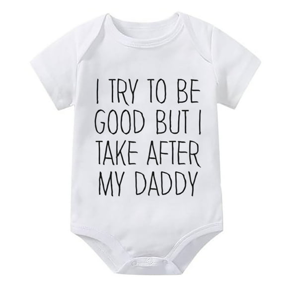 I Try To Be Good But Take After My Daddy Rompers Girls Short Sleeve Plain White Romper White Baby Girl Rompers