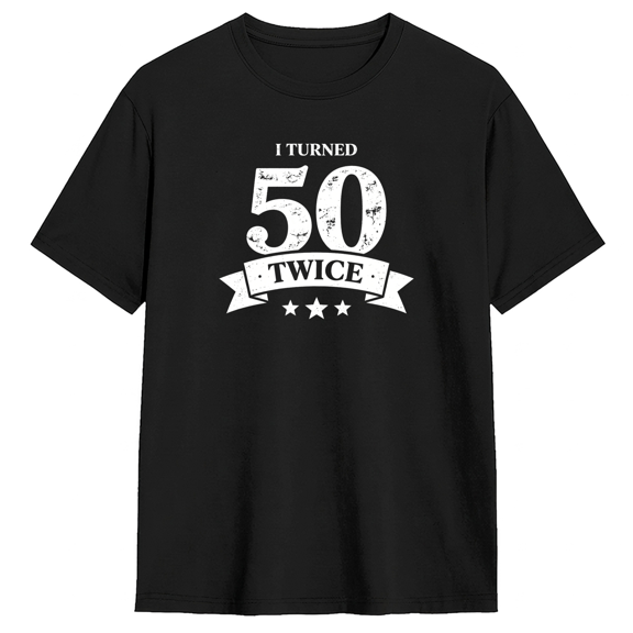 I Turn 50 Twice Retro Graphic Tee For Men, Fun Casual Cotton Short Sleeves T-Shirt