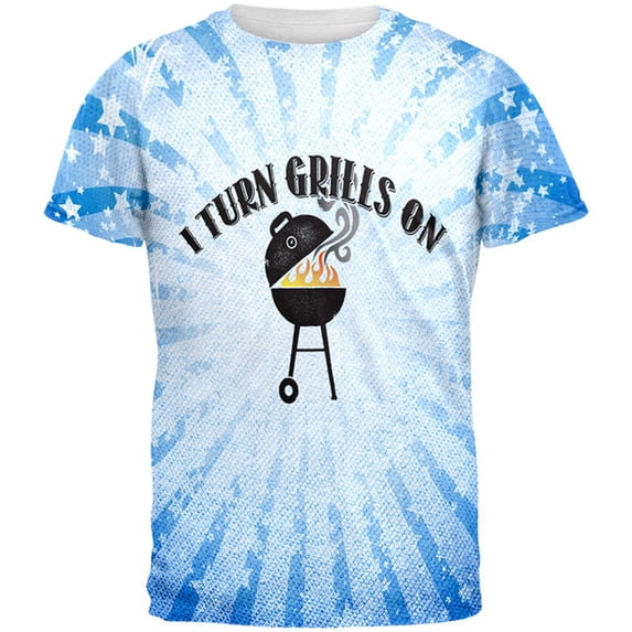 I Turn Grills On Blue All Over Mens T Shirt Multi MD