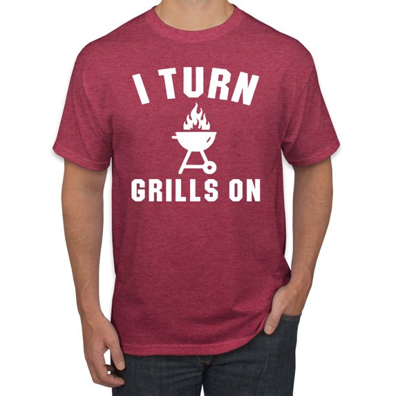 I Turn Grills On Pop Culture Men's Graphic T-Shirt, Vintage Heather Red, Medium