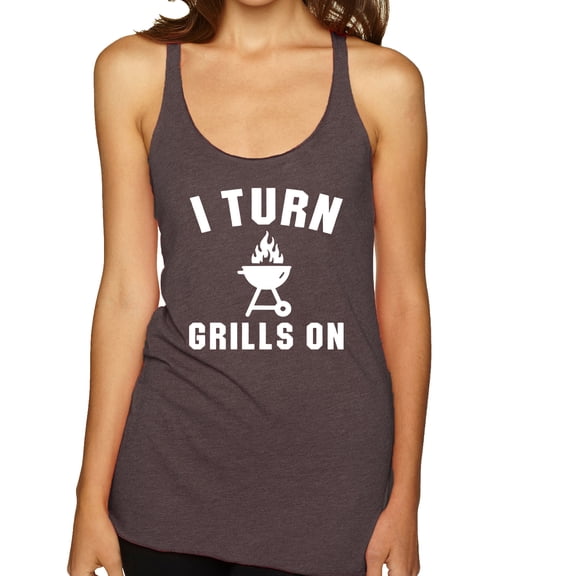 I Turn Grills On Pop Culture Tri-Blend Racerback Tank Top, Brown, X-Large