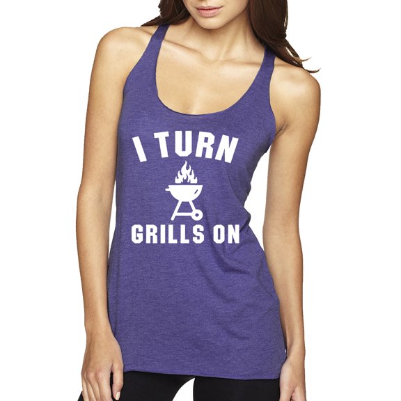I Turn Grills On Pop Culture Tri-Blend Racerback Tank Top, Purple Rush, Small