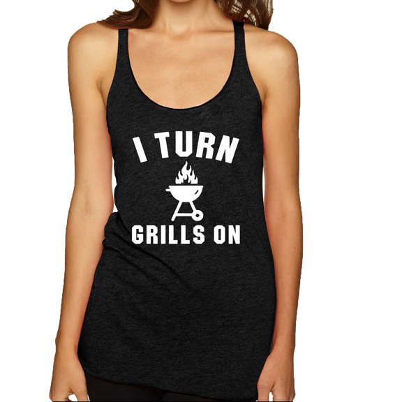 I Turn Grills On Pop Culture Tri-Blend Racerback Tank Top, Vintage Black, X-Large