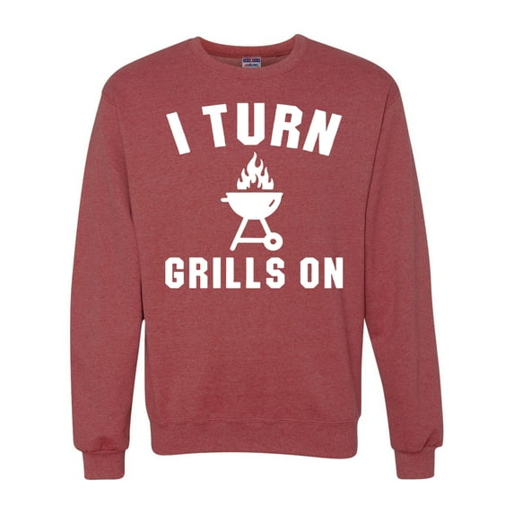I Turn Grills On Pop Culture Unisex Crewneck Graphic Sweatshirt, Vintage Heather Red, 3XL