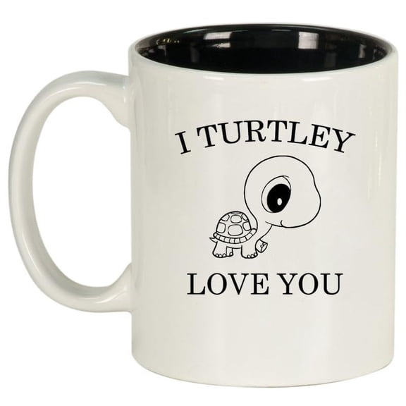 I Turtley Love You Turtle Tortoise Ceramic Coffee Mug Tea Cup Gift for Her, Him, Friend, Coworker, Wife, Husband (11oz White)