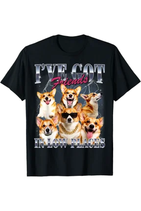 I'Ve Got Friends In Low Places Corgi 90S Style Dog Owner T-Shirt