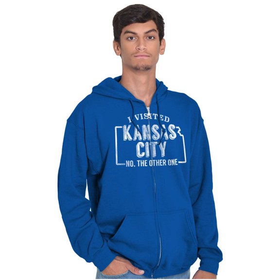 I Visited Kansas City Funny Souvenir Unisex Fleece Graphic Zip Up Hoodie Brisco Brands 5X