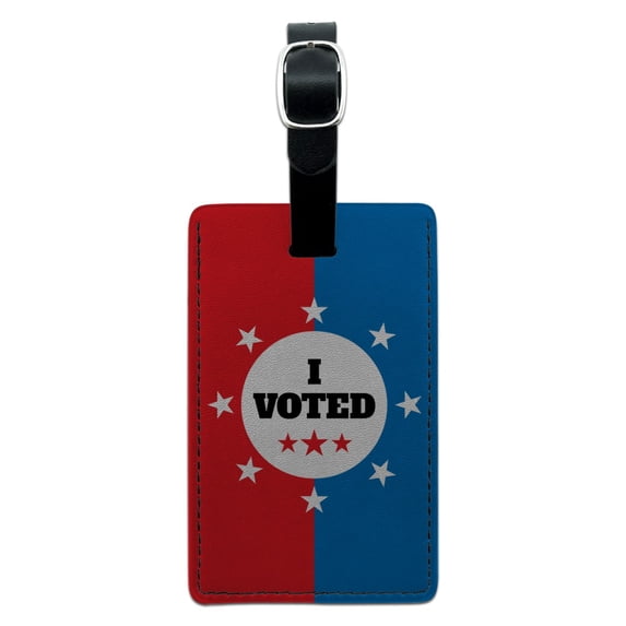 I Voted Red White Blue Patriotic Rectangle Leather Luggage Card Suitcase Carry-On ID Tag