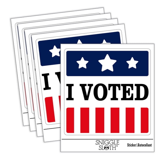 I Voted Stars and Stripes Patriotic Car Window Bumper Water Bottle Phone Tablet Laptop Waterproof Vinyl Decal Sticker Set 5-Pack - Gloss Finish - 2.0"