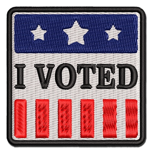 I Voted Stars and Stripes Patriotic Applique Multi-Color Embroidered Iron-On Patch - 2.0 Inch Mini