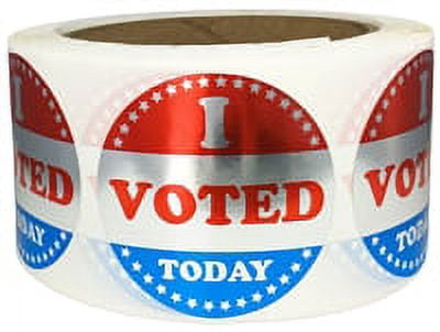 I Voted Today, Red, White and Blue Shiny Stickers | 2" inches Round - 500 Pack | InStockLabels.com