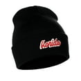thumbnail image 1 of I&W Classic USA Cities Winter Knit Cuffed Beanie Hat 3D Raised Layer Letters, Florida Black, White Red, 1 of 2