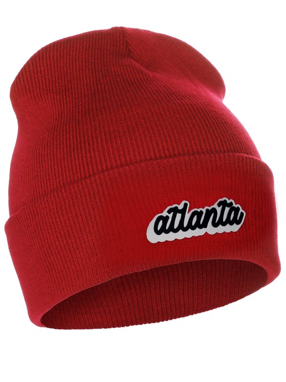 I&W Classic USA Cities Winter Knit Cuffed Beanie Hat 3D Raised Layer Letters