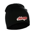 thumbnail image 1 of I&W Classic USA Cities Winter Knit Cuffless Beanie Hat 3D Raised Layer Letters, Chicago Black, White Red, 1 of 2