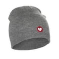 thumbnail image 1 of I&W Classic Winter Cuffless Beanie Knit Hat Love or Broken Heart Logo (Hgray, Red White Broken Heart), 1 of 2
