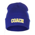 thumbnail image 1 of I&W Sports Team Coach Arch Letters Winter Knit Cuffed Beanie Hat, Royal Beanie White Gold, 1 of 2