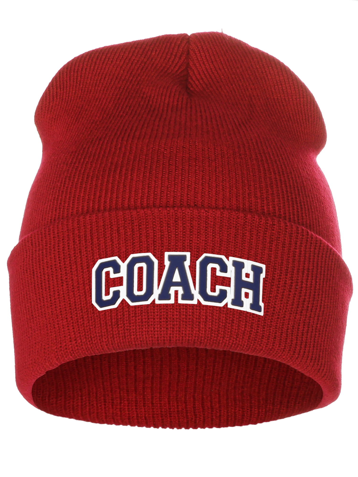 I&W Sports Team Coach Arch Letters Winter Knit Cuffed Beanie 