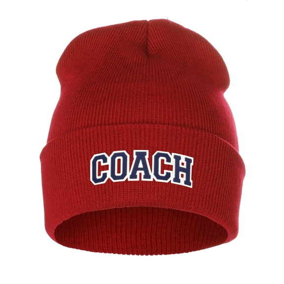 I&W Sports Team Coach Arch Letters Winter Knit Cuffed Beanie Hat
