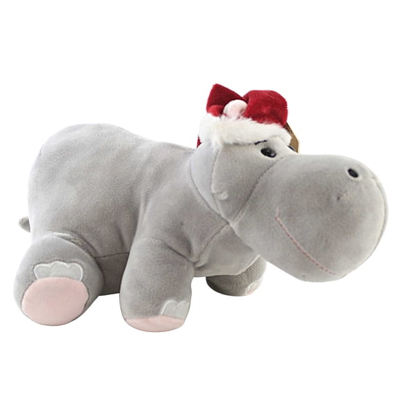 Plush 9" Xmas Hippo Polyester Christmas Zoo Hat Hx11766