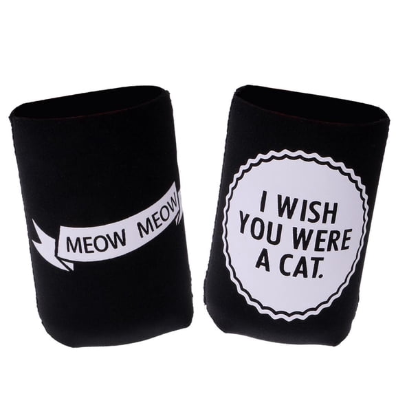 "I WISH YOU WERE A CAT, " Set Funny Stubby Can Sleeve Wedding Party Accessories