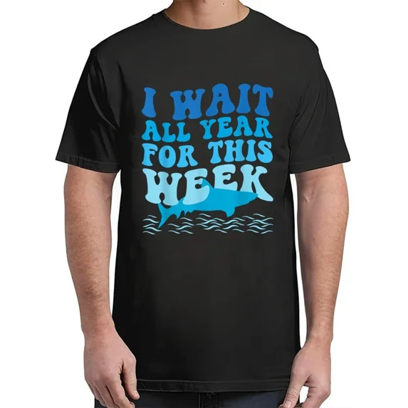 I Wait All Year For This Week - Funny Shark Lover 2025 Ocean Adult S-4XL T-Shirt
