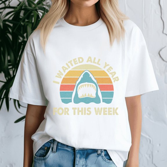 I Waited All Year For This Week Shark Lover Ocean Wildlife, Funny Shark Week Shirt, Shark Lover Summer, Beach Vacation TShirt, Ocean Animal