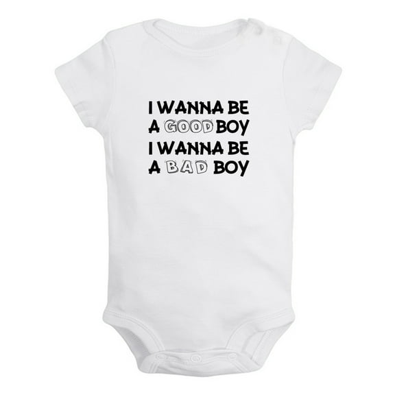 I Wanna Be a Good Boy I Wanna Be a Bad Boy Funny Rompers For Babies, Newborn Baby Unisex Bodysuits, Infant Jumpsuits, Toddler 0-12 Months Kids One-Piece Oufits (White, 0-6 Months)