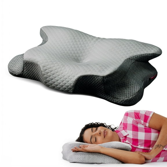 IWS I WANNA SLEEP Cervical Original Neck Plus Charcoal Premium Ergonomic Memory Foam Activated Charcoal Hypoallergenic Pillow for Neck and Back Pain Relief Orthopedic Pillow