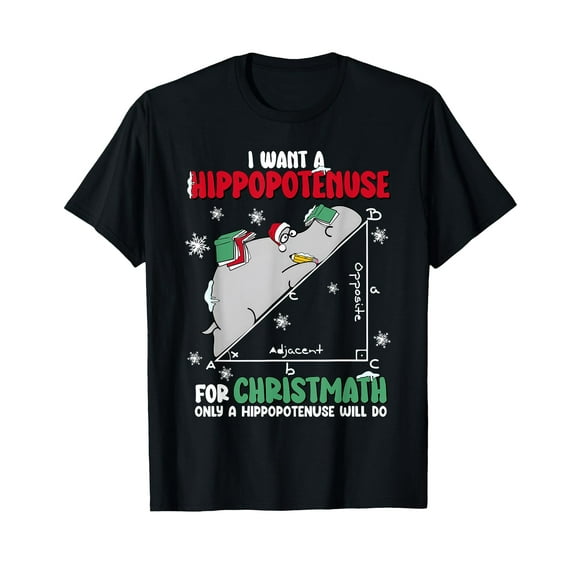 I Want A Hippopotamus For Christmas Lights Xmas Hippo T-Shirt for Men Women Cotton Top Tee Casual Short Sleeves