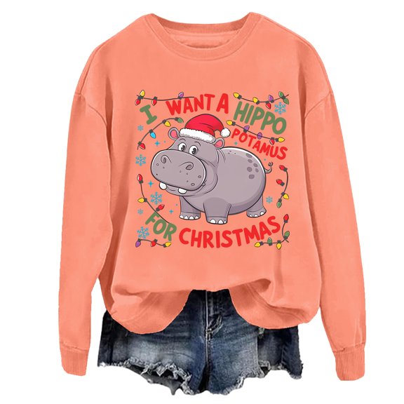 I Want A Hippopotamus For Christmas Sweatshirt Cute Xmas Hippo Christmas Sweater