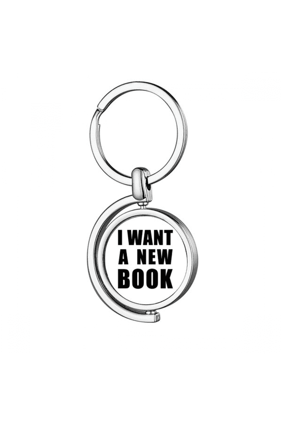 I Want A New Book Art Deco Fashion Rotating Keychain Metal Keyring Holder