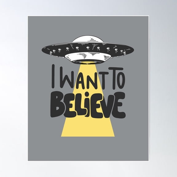 I Want To Believe ,Alien Abduction Mars Conspiracy Theory Vintage Distressed Poster Wall Art, Modern Wall Decor For Living Room Bedroom, 8x12 UNFRAMED