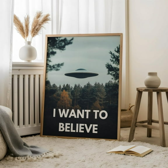 I Want To Believe, Retro Sci Fi Art,Ufo Poster,Vintage Sci,Fi Poster,Science Poster,The X,Files Posters,Space Art Poster,Alien Movies Poster, F038.8, 12x18 UNFRAMED